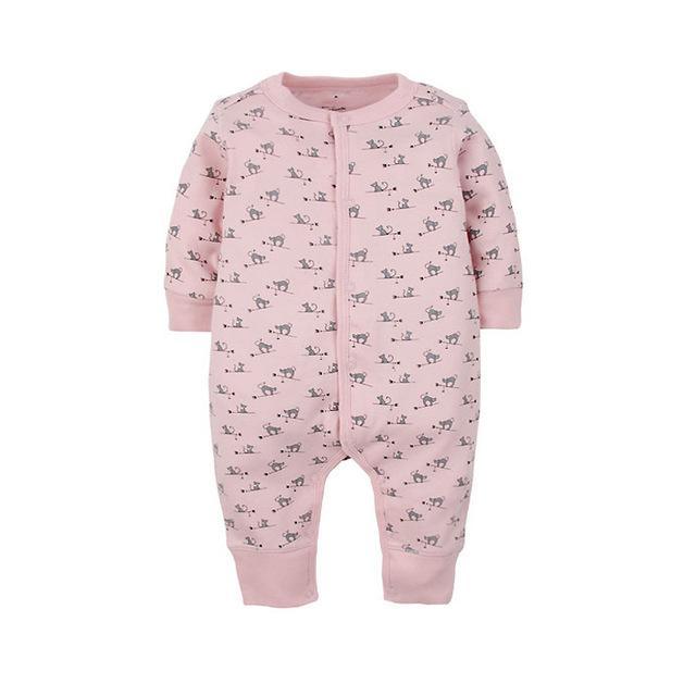 Newborn Baby Boy Girl Cartoon Car Romper Light Pink