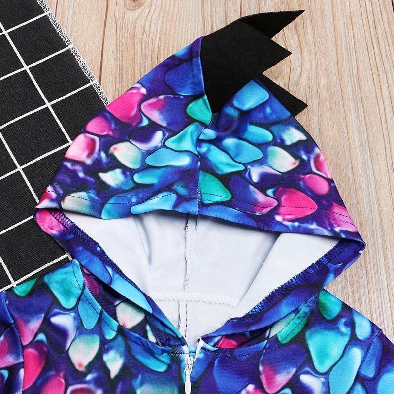 Newborn Baby Boy Girl Dinosaur Colorful Hooded Jumpsuit