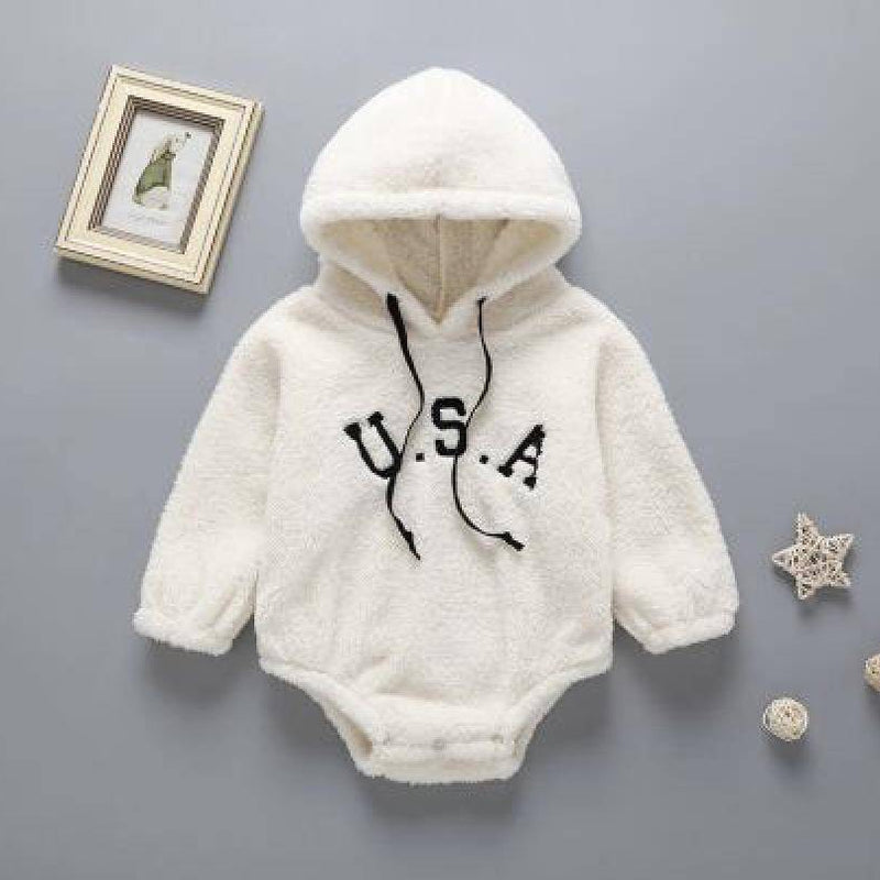 Newborn Baby Boy Girl Frog Hoodies Zipper Romper Beige