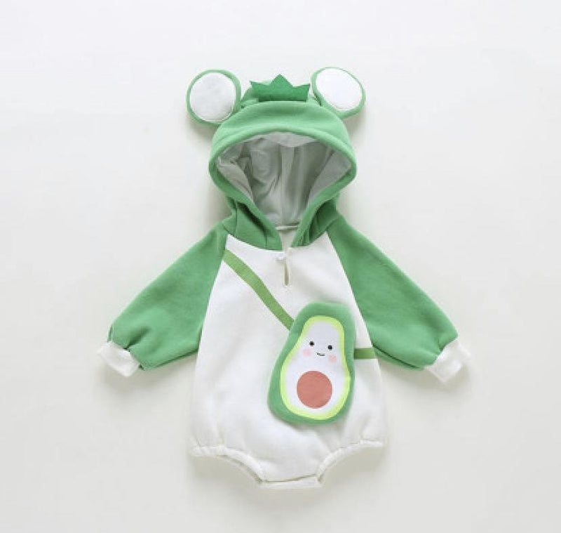 Newborn Baby Boy Girl Frog Hoodies Zipper Romper Green