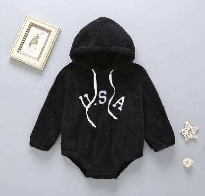 Newborn Baby Boy Girl Frog Hoodies Zipper Romper Black