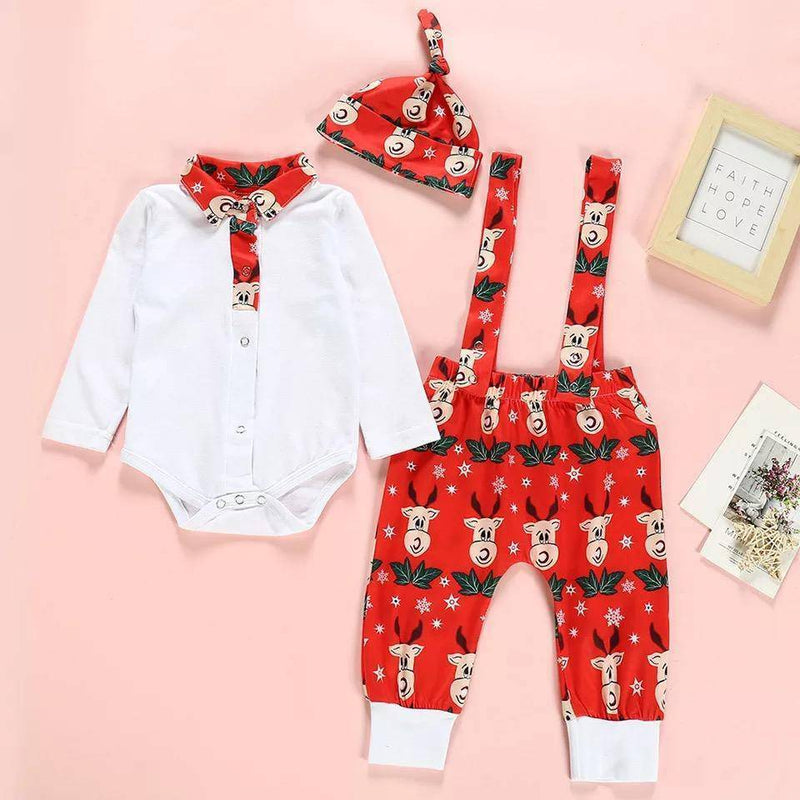 Newborn Baby Boy Girl Tops Strap Hats Outfit Clothes