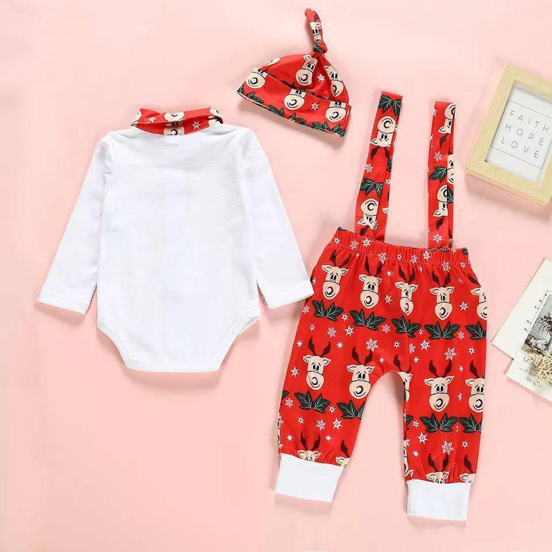 Newborn Baby Boy Girl Tops Strap Hats Outfit Clothes