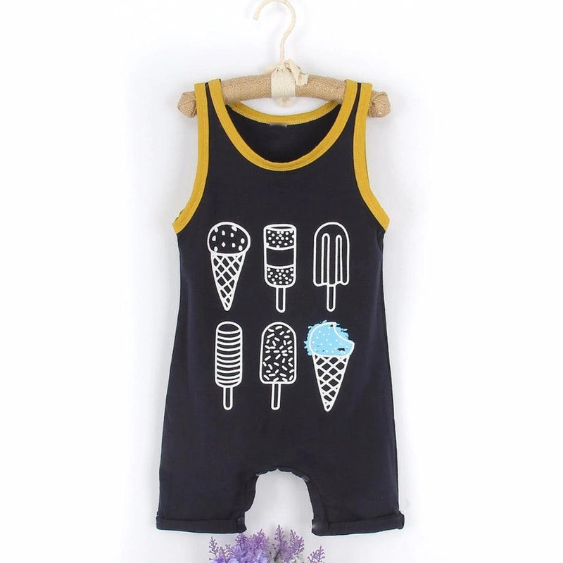 Newborn Baby Boy Ice Cream Jumpsuit Black