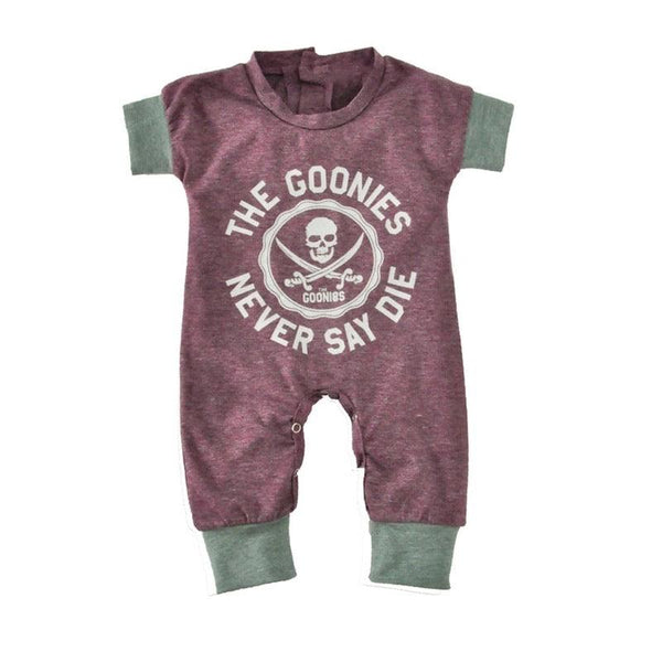Newborn Baby Cartoon Skull Goonies Jumpsuit Purple