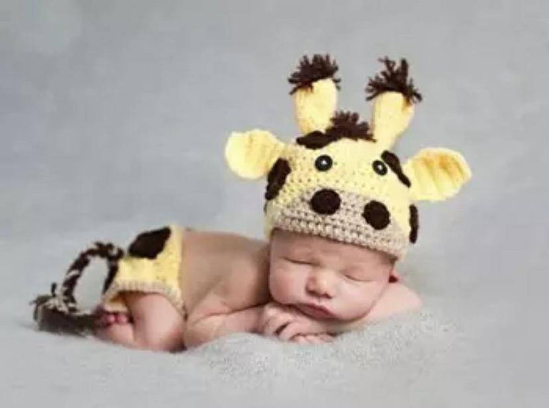 Newborn Baby Cow Crochet Knit Clothing Outfit Yellow