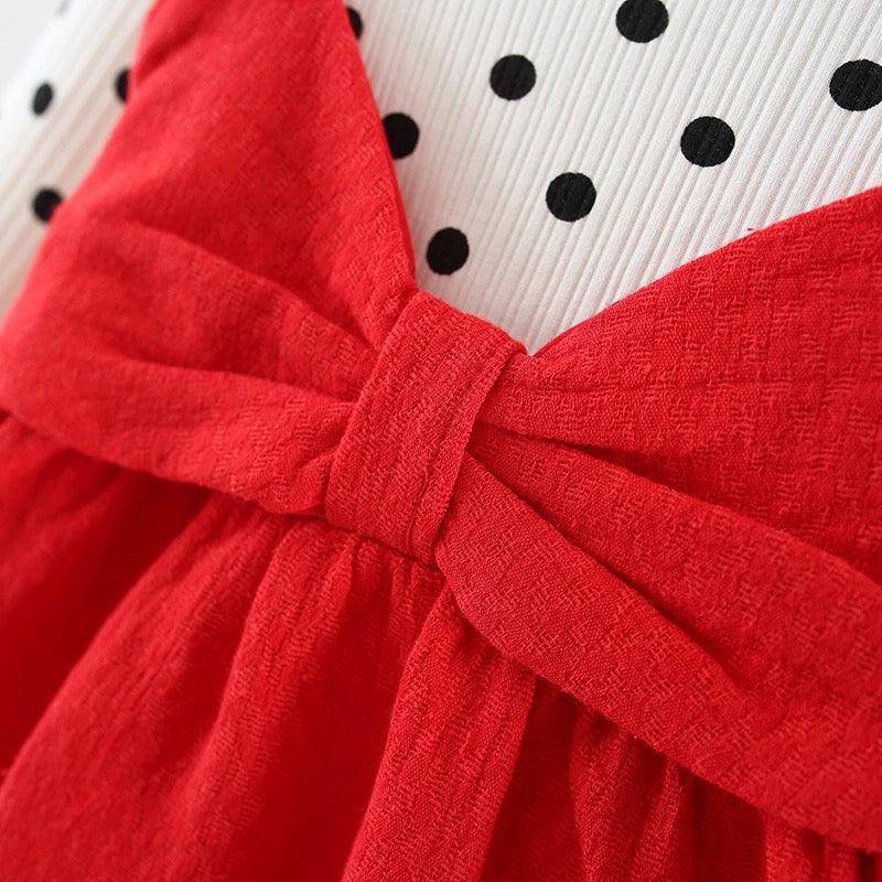 Newborn Baby Girl Dot Bowknot Dress