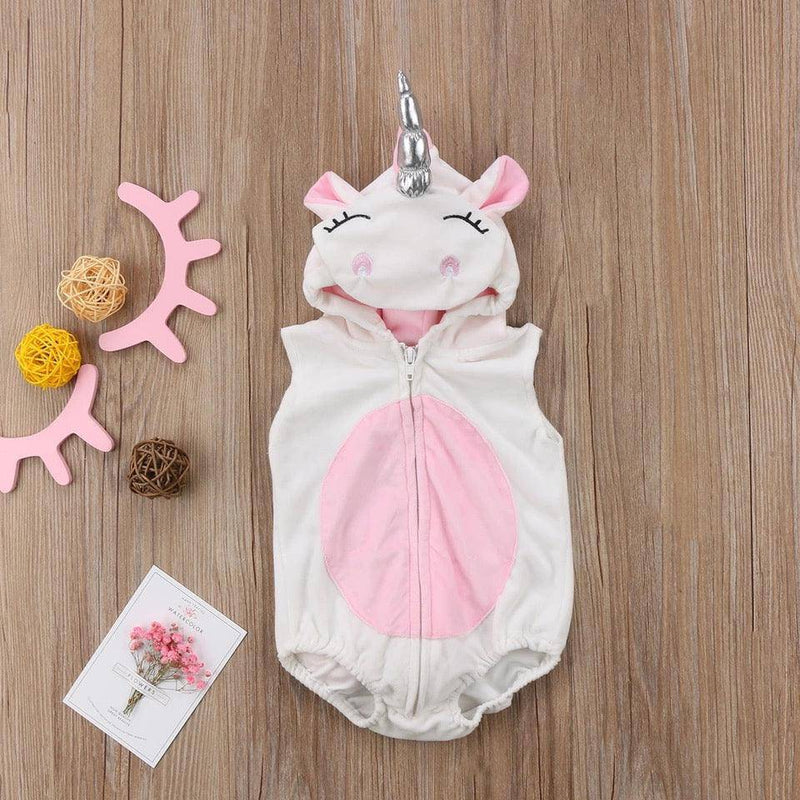 Newborn Baby Girl Fleece Unicorn Jumpsuit