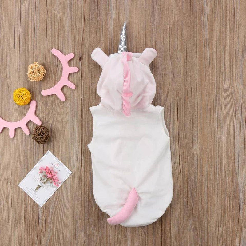 Newborn Baby Girl Fleece Unicorn Jumpsuit