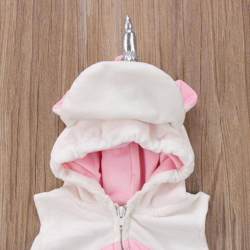Newborn Baby Girl Fleece Unicorn Jumpsuit