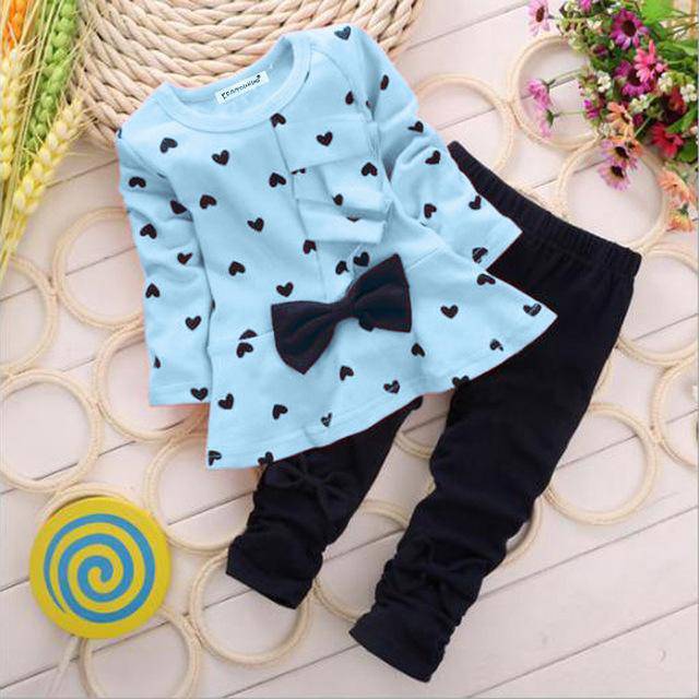 Newborn Baby Girl Sets Polka Dot Outfit Clothes Sky Blue
