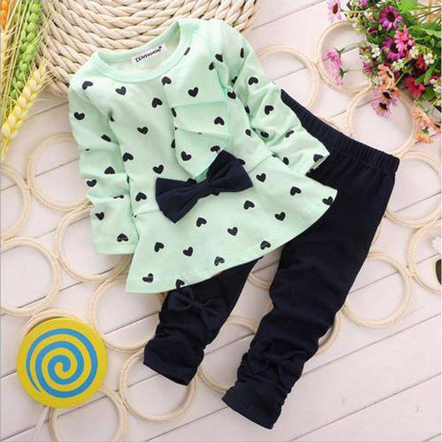 Newborn Baby Girl Sets Polka Dot Outfit Clothes Green