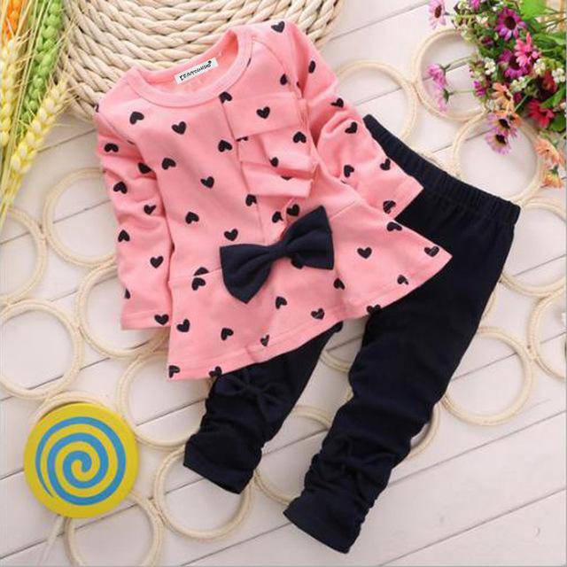 Newborn Baby Girl Sets Polka Dot Outfit Clothes Pink Black