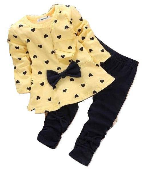 Newborn Baby Girl Sets Polka Dot Outfit Clothes Yellow