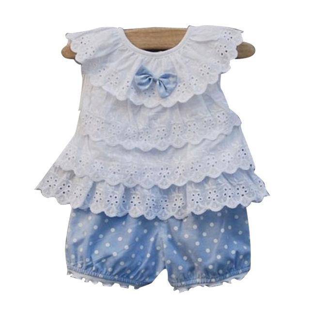 Newborn Baby Girl Sets Polka Dot Outfit Clothes Blue Grey