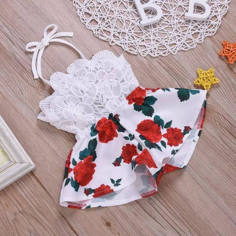Newborn Baby Girl Strap Romper One Piece Clothes