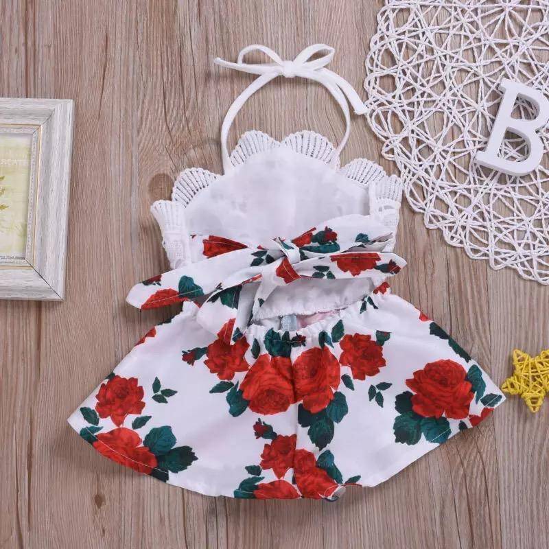 Newborn Baby Girl Strap Romper One Piece Clothes