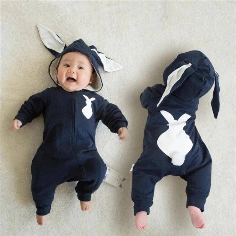 Newborn Baby Girls 3D Ear Rabbit Romper Clothes Blue