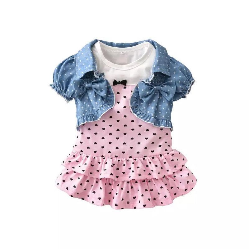 Newborn Baby Girls Black Spots Wrapped Dress Clothes Pink