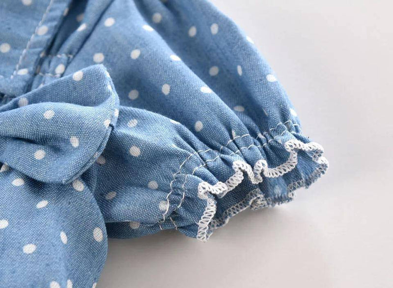 Newborn Baby Girls Black Spots Wrapped Dress Clothes