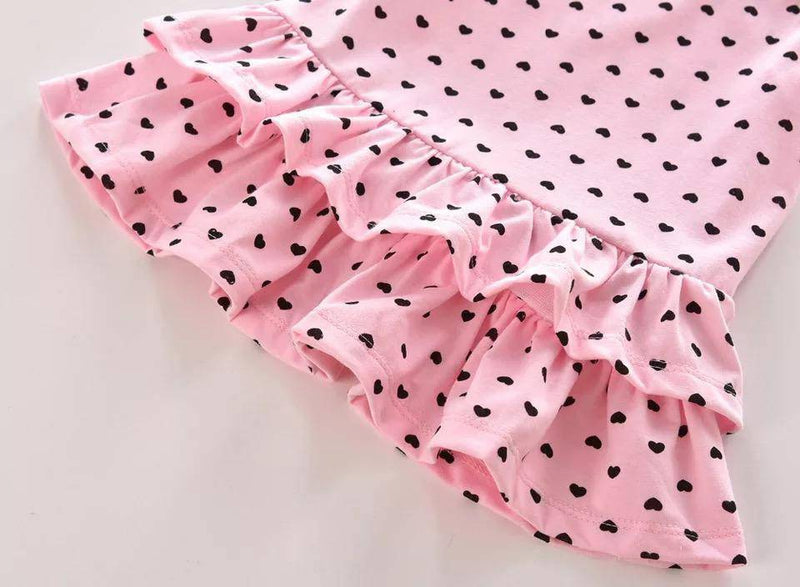Newborn Baby Girls Black Spots Wrapped Dress Clothes