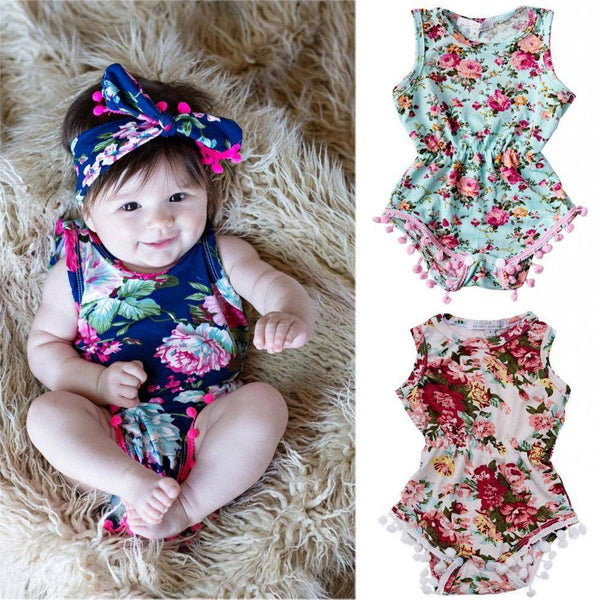 Newborn Baby Girls Floral Jumpsuit