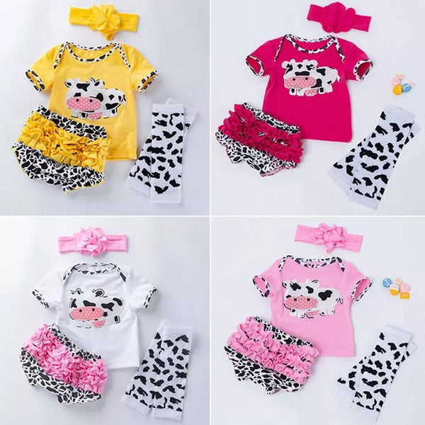 Newborn Baby Girls Ruffles Floral Bodysuit+ headband Outfit