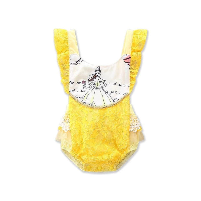 Newborn Baby Girls Ruffles Jumpsuit Yellow