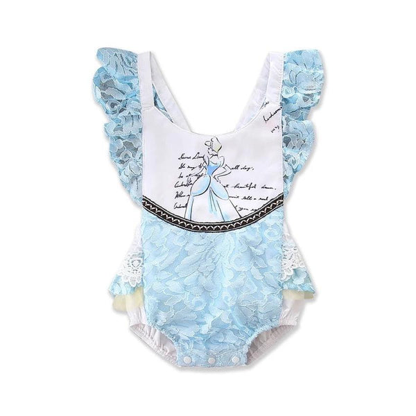 Newborn Baby Girls Ruffles Jumpsuit Skyblue