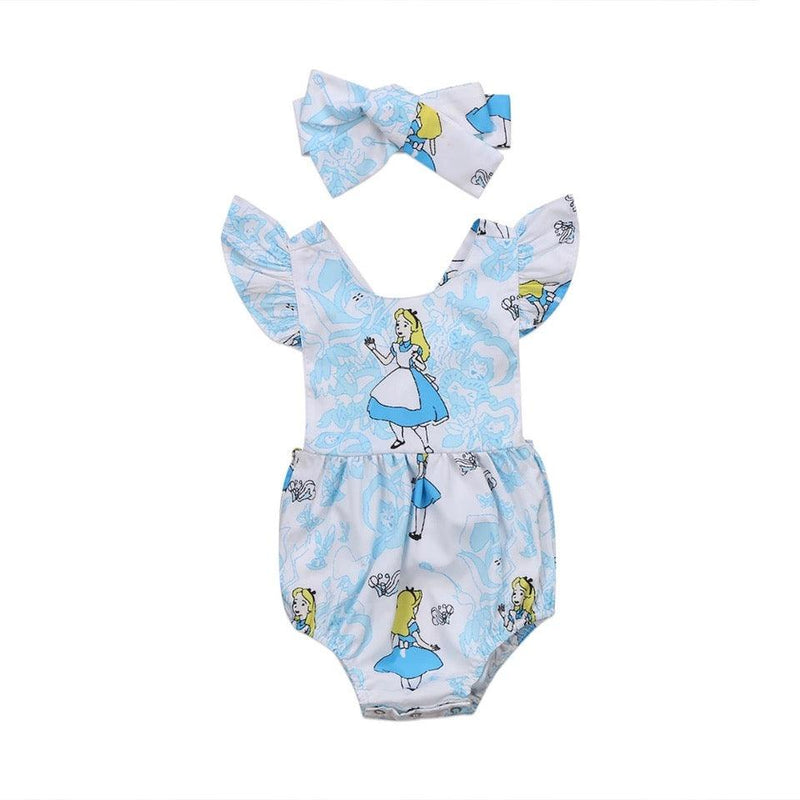 Newborn Baby Girls Ruffles Jumpsuit Blue