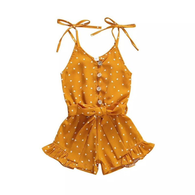 Newborn Baby Girls Strap Jumpsuit Yellow