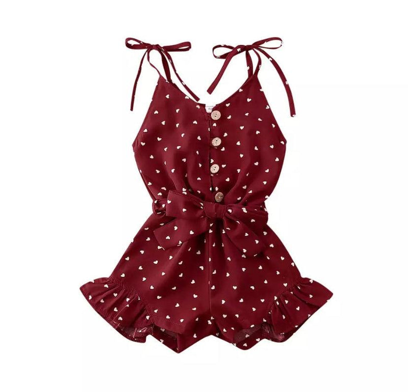 Newborn Baby Girls Strap Jumpsuit Red