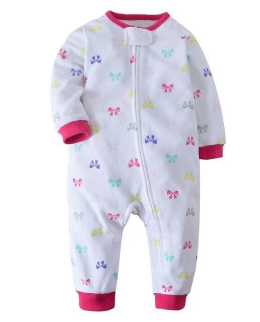 Newborn Baby Unisex Jumpsuit Pajamas Collar Fleece Clothes White Red