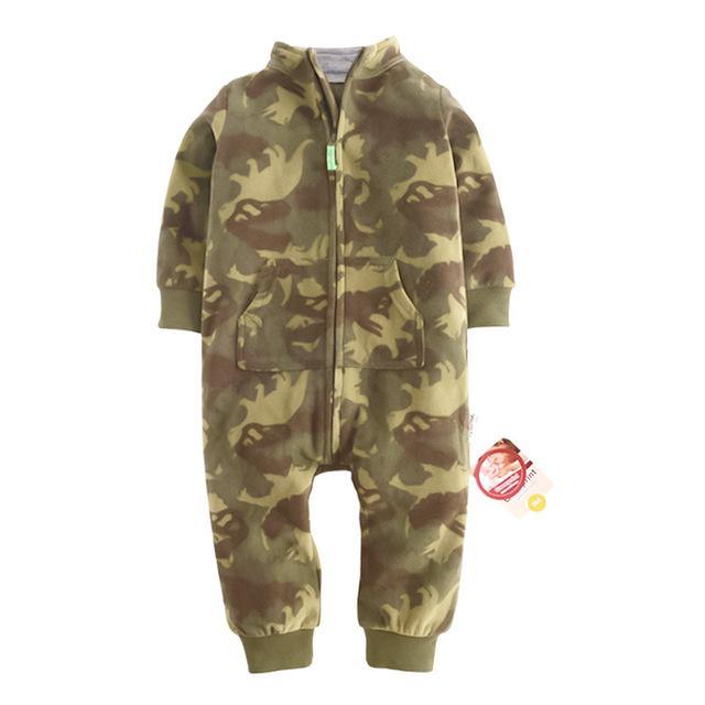 Newborn Baby Unisex Jumpsuit Pajamas Collar Fleece Clothes Green