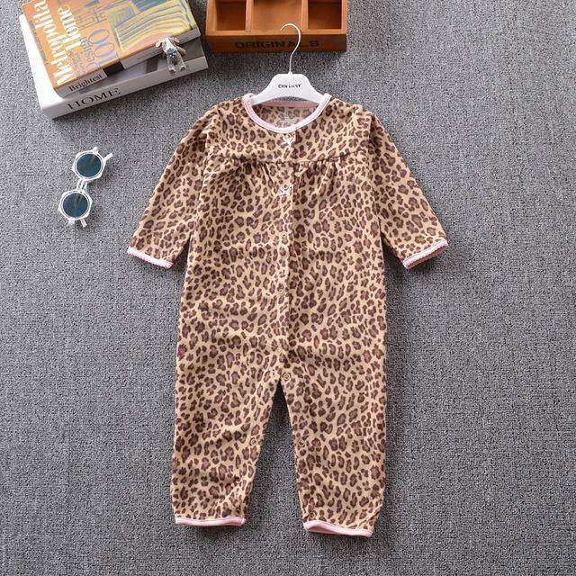 Newborn Baby Unisex Jumpsuit Pajamas Collar Fleece Clothes Brown