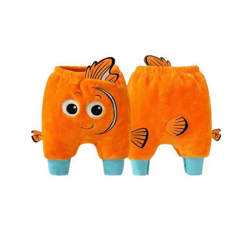Newborn Warm Thicken Cartoon Nemo Trouser Pants Orange