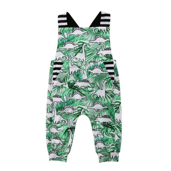 Newborn Boys Dinosaur Romper Clothes Green