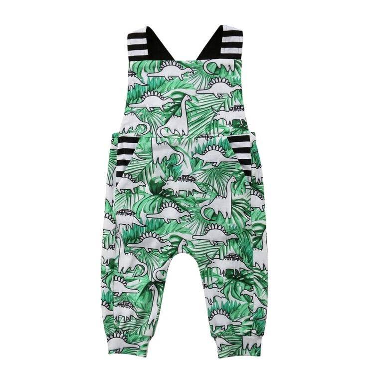 Newborn Boys Dinosaur Romper Clothes Green