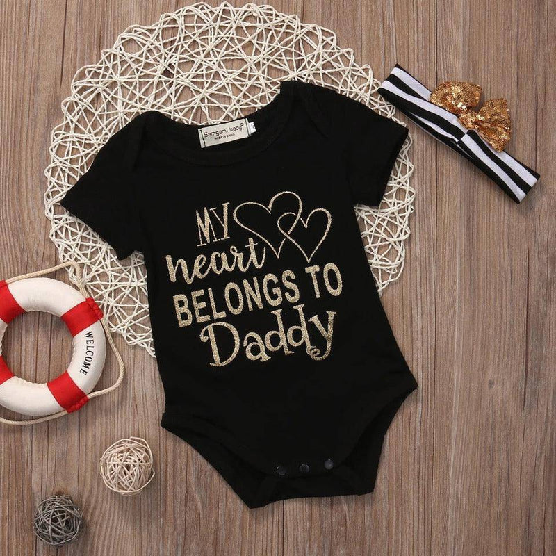 Newborn Girls Daddy's Little Princess Jumpsuit Black Gold