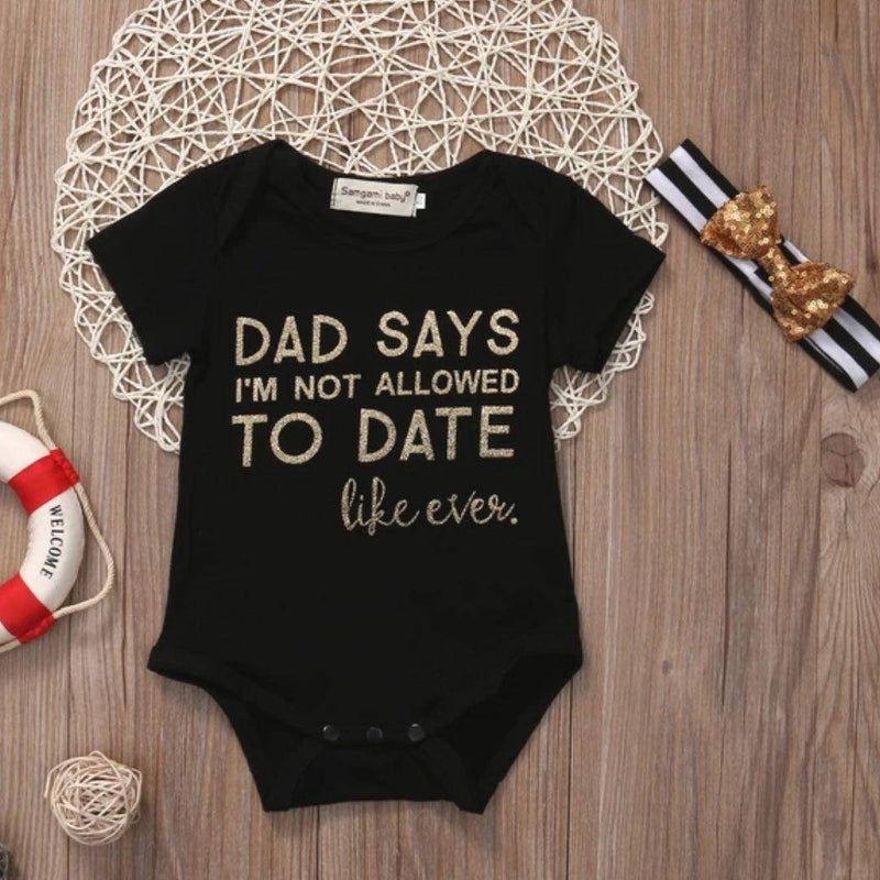 Newborn Girls Daddy's Little Princess Jumpsuit Black White
