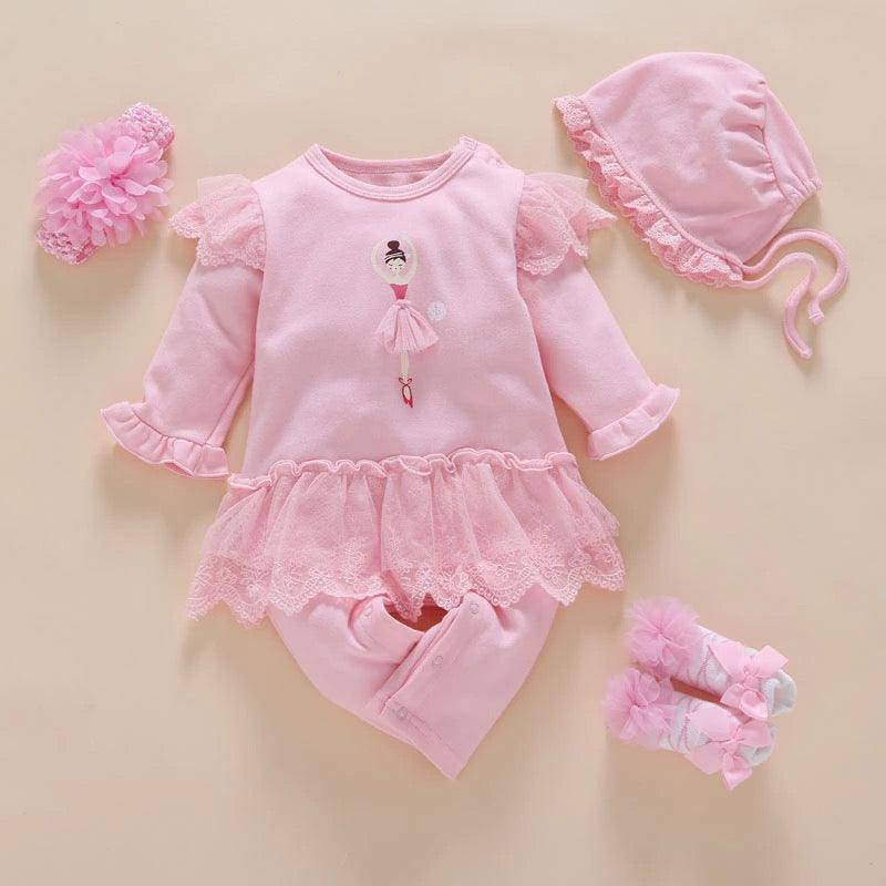 Newborn Girls Romper Hat Socks Headband