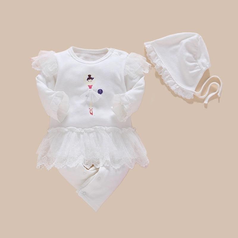 Newborn Girls Romper Hat Socks Headband white