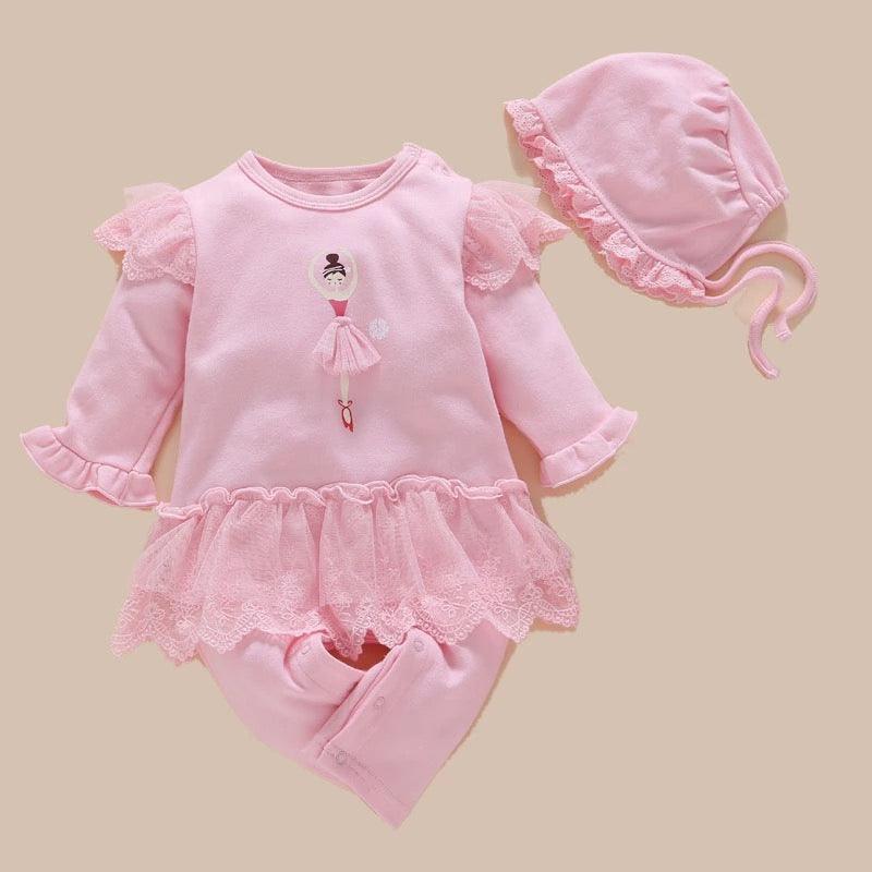Newborn Girls Romper Hat Socks Headband Pink