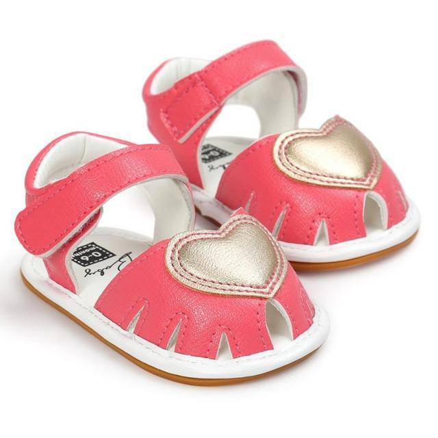 Newborn Girls Sandals Anti-Slip Soft Sole Shoes Hot Pink