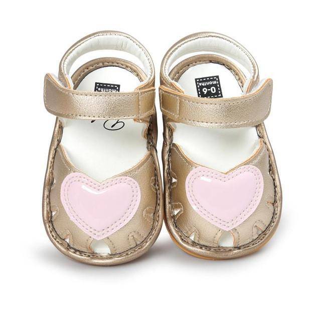 Newborn Girls Sandals Anti-Slip Soft Sole Shoes Gold