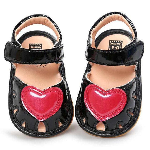 Newborn Girls Sandals Anti-Slip Soft Sole Shoes black