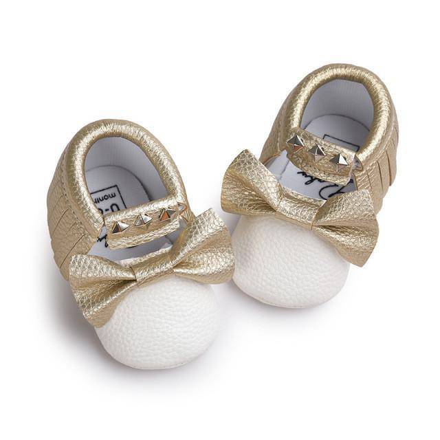 Newborn Girls Tassels Soft Sole Shoes Gold 19-24 Months