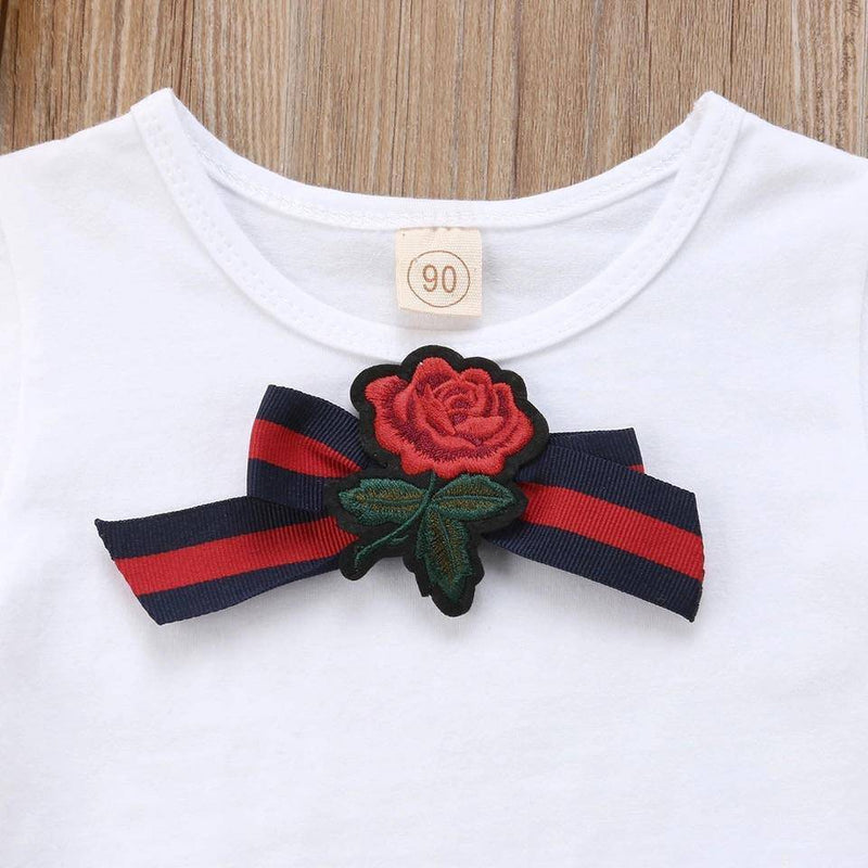 Newborn Kid Bow Tie Tops Mini Skirt Set Clothes