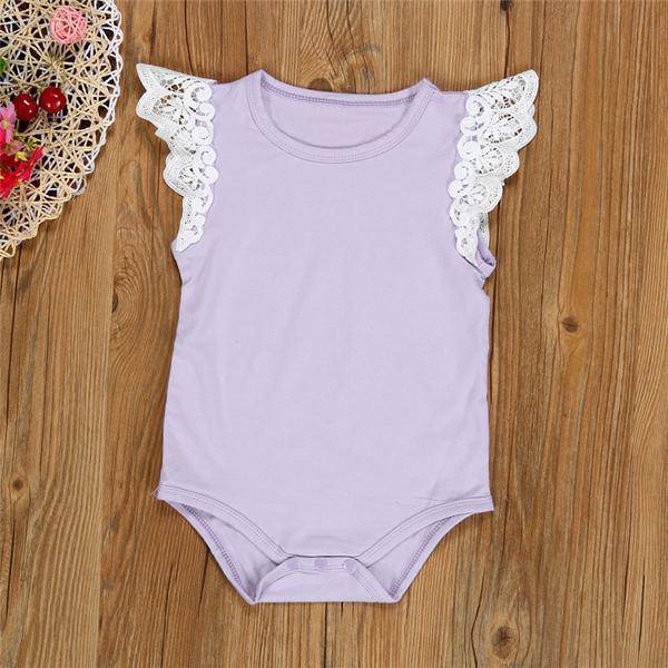 Newborn Summer Baby Lace Jumpsuit Purple