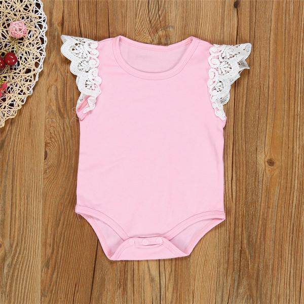 Newborn Summer Baby Lace Jumpsuit Pink